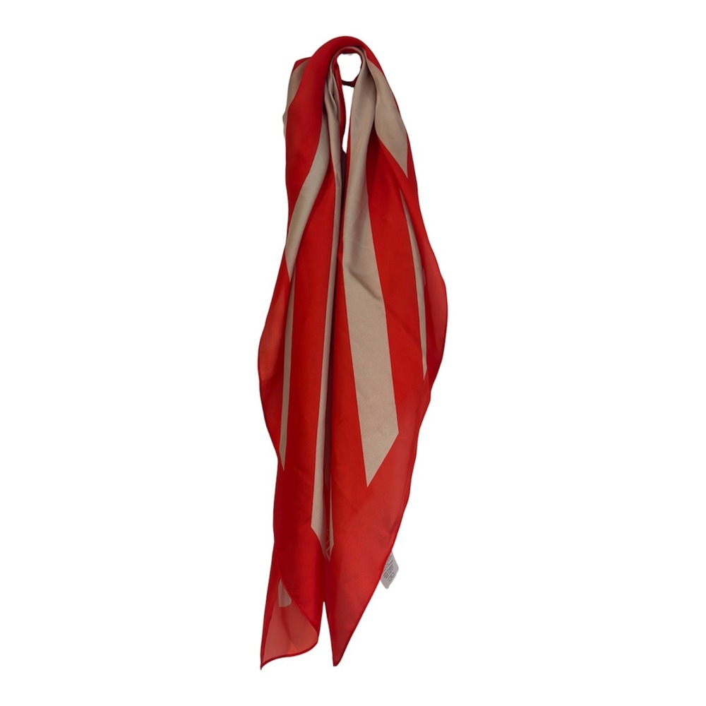 Calia Womens Red Cream Diagonal Stripe Square Scarf 32x32 Polyester Accessory